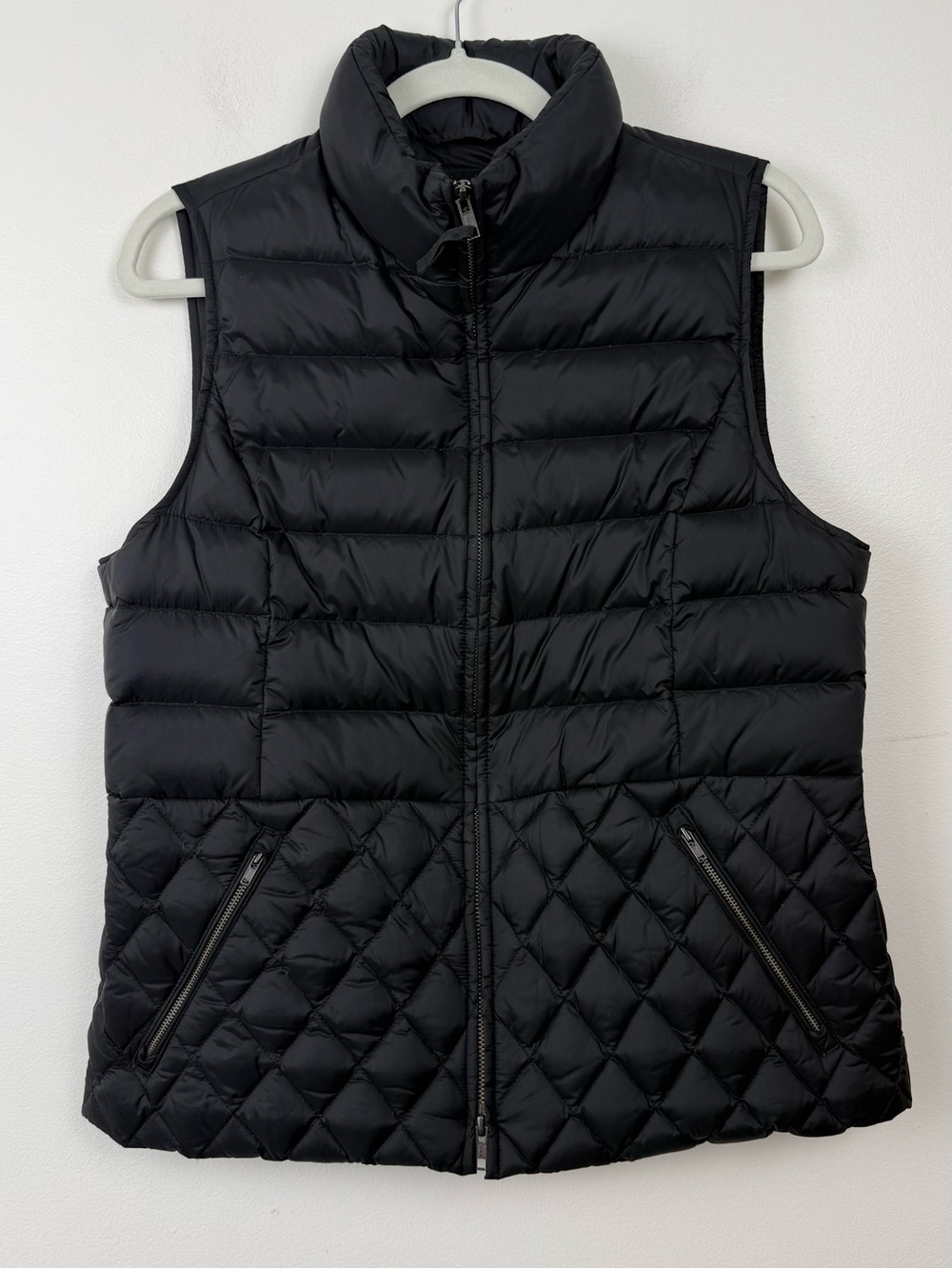 Talbots Quilted Down Puffer Vest Solid Black Medium